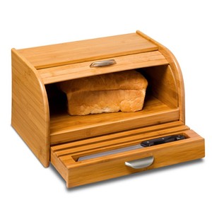 Boîte <span class=keywords><strong>à</strong></span> <span class=keywords><strong>pain</strong></span> en bois avec tiroir et support pour rouleaux de cuisine, rangement alimentaire, boîte <span class=keywords><strong>à</strong></span> <span class=keywords><strong>pain</strong></span> en bambou - Product Image 5