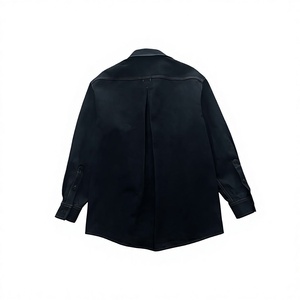 Blouson en jean pour homme coupe droite, couleur unie, en molleton de coton, avec poches, décontracté, automne, délavé à l'acide, respirant - Product Image 3