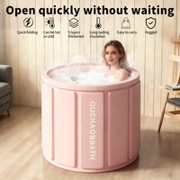 Baignoire gonflable ronde de luxe rose en PVC, 70 cm, capacité 250 L, pliable, spa instantané portable pour la maison, pour une relaxation et une immersion romantiques
