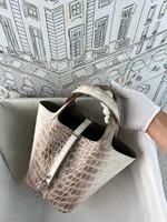 Sac seau en cuir cousu main de haute qualité, fabriqué en peau de crocodile de l'Himalaya, adapté aux sacs à main pour femmes