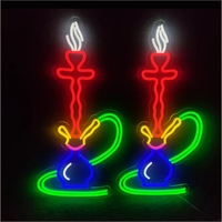 Narguilé personnalisé en acrylique avec éclairage LED néon, vente chaude, classé IP67, décoration de vitrine et de mur pour bar à chicha et boutique de fumée
