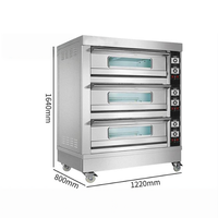 Nouveau four électrique commercial robuste à 3 niveaux et 9 plateaux en acier inoxydable avec fenêtre d'observation pour la pâtisserie professionnelle