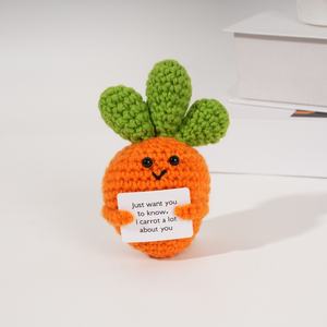 كروشيه مصنوع يدويًا دمى صغيرة بالجزر والبرتقال بألوان محبوكة خضروات-فواكه ديكور رسائل تحفيزية للأمهات-يوصى بها في العمر - Product Image 4