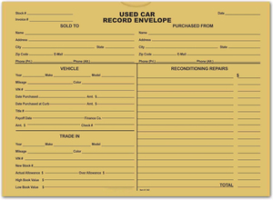 Enveloppe de carnet de bord de véhicule, <span class=keywords><strong>dossier</strong></span> de transaction automobile, feuille de suivi, livre de comptabilité, registre de concessionnaire, papier exclusif pour agent de vente - Product Image 1