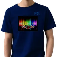 T-shirt EL LED activé par le son, chemises lumineuses, mode clignotante, vente en gros
