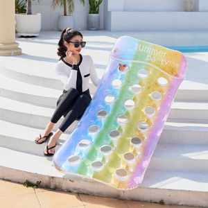 Chaise longue gonflable flottante arc-en-ciel en PVC pour piscine, tapis <span class=keywords><strong>de</strong></span> <span class=keywords><strong>plage</strong></span> pour adulte, chaise longue aquatique pour fête estivale - Product Image 2