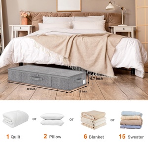 Boîte de <span class=keywords><strong>rangement</strong></span> pliable OEM grande capacité en lin ultra-épais et robuste pour <span class=keywords><strong>sous</strong></span> <span class=keywords><strong>le</strong></span> <span class=keywords><strong>lit</strong></span> et dans la penderie, avec couvercle et 3 poignées renforcées - Product Image 2
