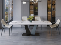 Grande table à manger rétractable avec 4 chaises de luxe et un ensemble de 6 chaises