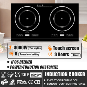 Bếp từ cao cấp 4000W, mặt bếp bằng thép không gỉ, hai bếp từ, bếp từ đôi, dành cho nhà bếp hiện đại - Product Image 2