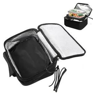 M2467 özel Logo toptan Bolsa 12V elektrikli araba gıda ısıtıcısı kendinden ısıtmalı çanta taşınabilir termal piknik öğle yemeği çantası