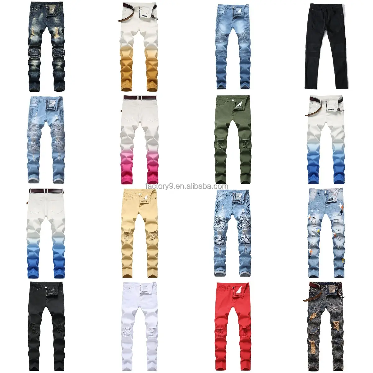 Wholesale Street fashion pants custom color stacked jeans men's pants high quality jeans retro fit men's jeans