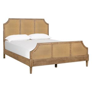 Lit plateforme Queen moderne en bois de canne avec cadre en bois massif et tête de lit en rotin naturel, mobilier de chambre minimaliste - Product Image 2