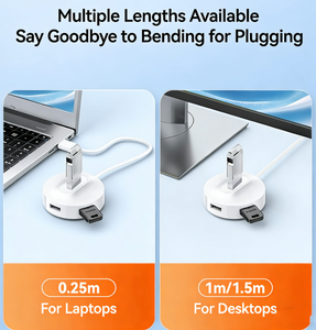 Hub USB 2.0 4 ports en gros avec câbles d'extension (0,25 m/1 m) – Répartiteur <span class=keywords><strong>de</strong></span> données portable pour PC <span class=keywords><strong>de</strong></span> bureau – En stock - Product Image 4