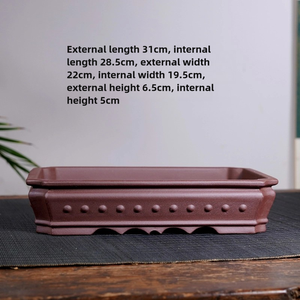 Grand <span class=keywords><strong>pot</strong></span> rectangulaire en céramique, <span class=keywords><strong>pot</strong></span> à bonsaï Yi Xing non émaillé, écologique, pour intérieur/extérieur, décoration <span class=keywords><strong>de</strong></span> jardin, pots à fleurs pour patio - Product Image 4