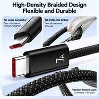 Kabel USB C ke USB C Terjalin 7A Kabel Pengisian Daya Arus Tinggi untuk Laptop, Tablet, dan Perangkat Transfer Data