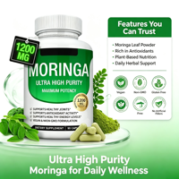ODM Ekstrak Daun Moringa Alami Murni 1200mg Kapsul Antioksidan 90 Pil Suplemen Herbal Pendukung Kekebalan Tubuh Dewasa