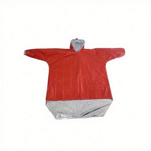 Imperméable long orange en PE pour adulte, isolant thermique, manches longues, réutilisable, portable, équipement de survie d'urgence pour le camping et la randonnée - Product Image 3