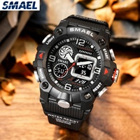 Nouvelle montre de plongée intelligente SMAEL 8055 lumineuse 2023, chronographe, chronomètre, date, alarme, unisexe, sport, tonneau 51 mm, 3ATM/5ATM