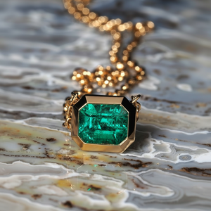 Pendentif émeraude en or jaune 14K pendentif en or de qualité supérieure bijoux pendentif émeraude hollywoodien bijoux pendentif cadeau d'anniversaire - Product Image 1