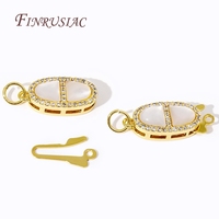 Collier de perles fermoirs de connexion 18K plaqué or Zircon coquilles fermoir à crochet ovale fait à la main bijoux à bricoler soi-même faisant des accessoires