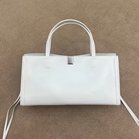 Tas Tote Persegi Panjang Kulit Asli Minimalis Wanita Tali Selempang Dapat Dilepas Tas Tangan Komuter Kantor Bisnis Kapasitas Besar