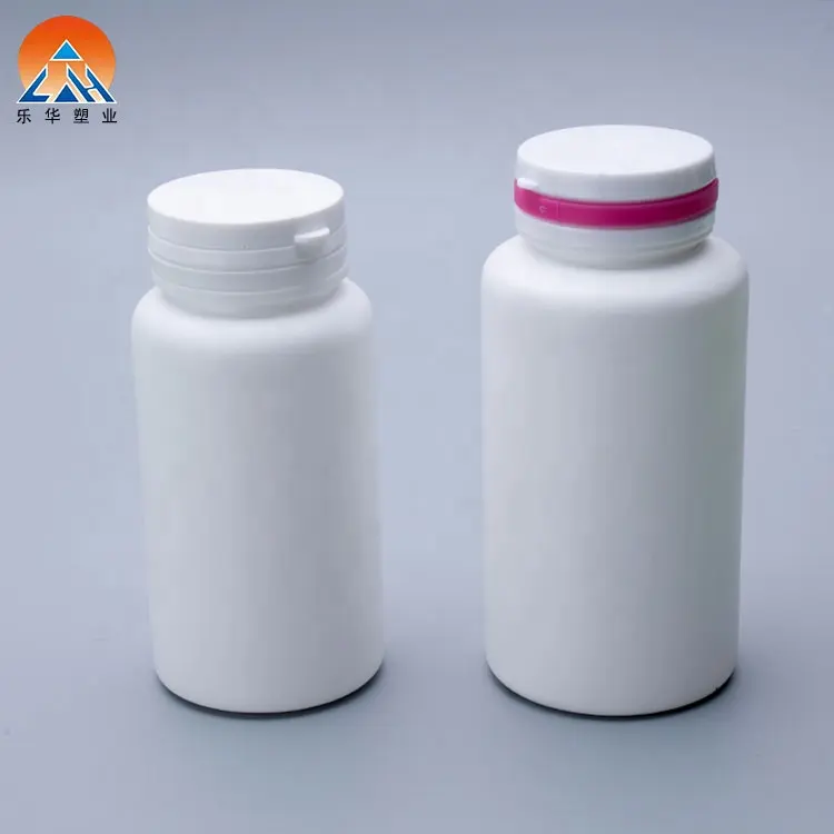 Tamaño personalizado 200cc blanco vacío plástico HDPE reciclaje seguro cápsula médica pastillero botella con tapa abatible