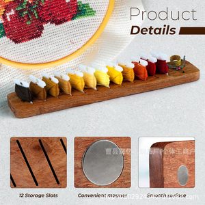 Base organizadora de hilo de bordado de madera de 15 cm, soporte portátil para agujas e hilos, estante de almacenamiento para punto de cruz - Product Image 4