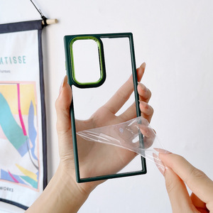 Custodia per telefono in acrilico 3 in 1 con cornice per obiettivo della fotocamera elettrolitica per Samsung Galaxy S21 FE S22 Ultra A22 A32 A33 A53 <span class=keywords><strong>A73</strong></span> - Product Image 4