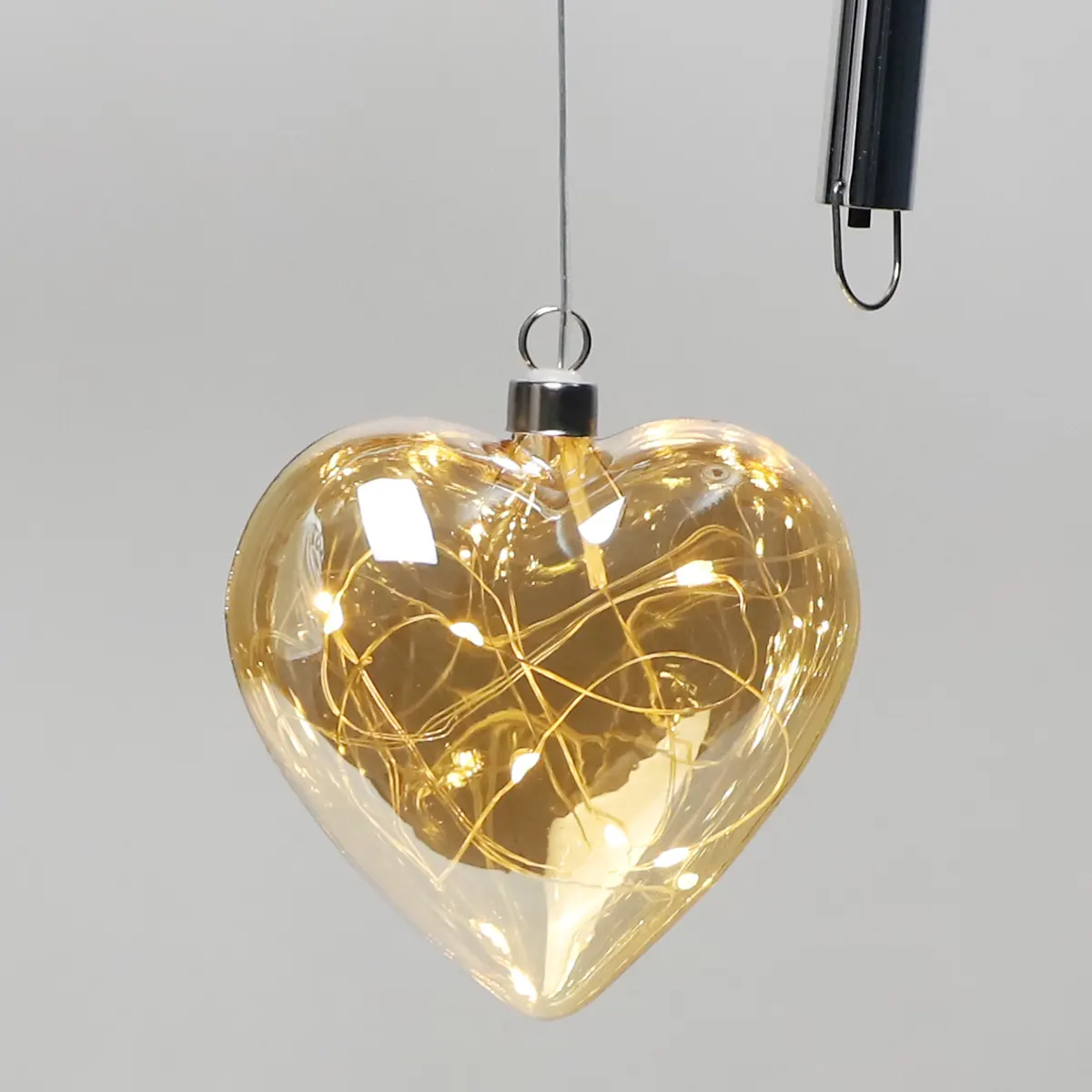Satılık noel ev dekorasyonu kalp şekli cam aydınlatma asılı top