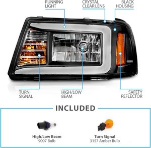 Ensemble de phares à LED pour Ford Ranger 2001-2011, camionnette, boîtier noir, remplacement des feux de jour DRL, paire - Product Image 4