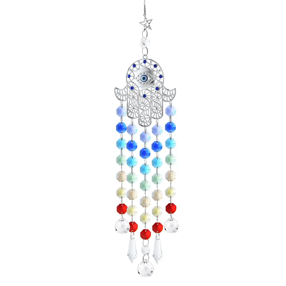 Appesa ornamento di cristallo trasparente suncatcher, ciondolo di cristallo con protezione malocchio blu, sfera di cristallo con energia Chakra