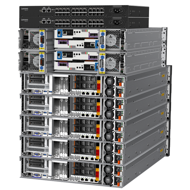 Lenovo ThinkSystem DB610S, ENT Bundle, 8/24 Ports Licensed, 24x 16Gb SWL SFPs, 1 PS, Rail Kit, 1Yr FW for