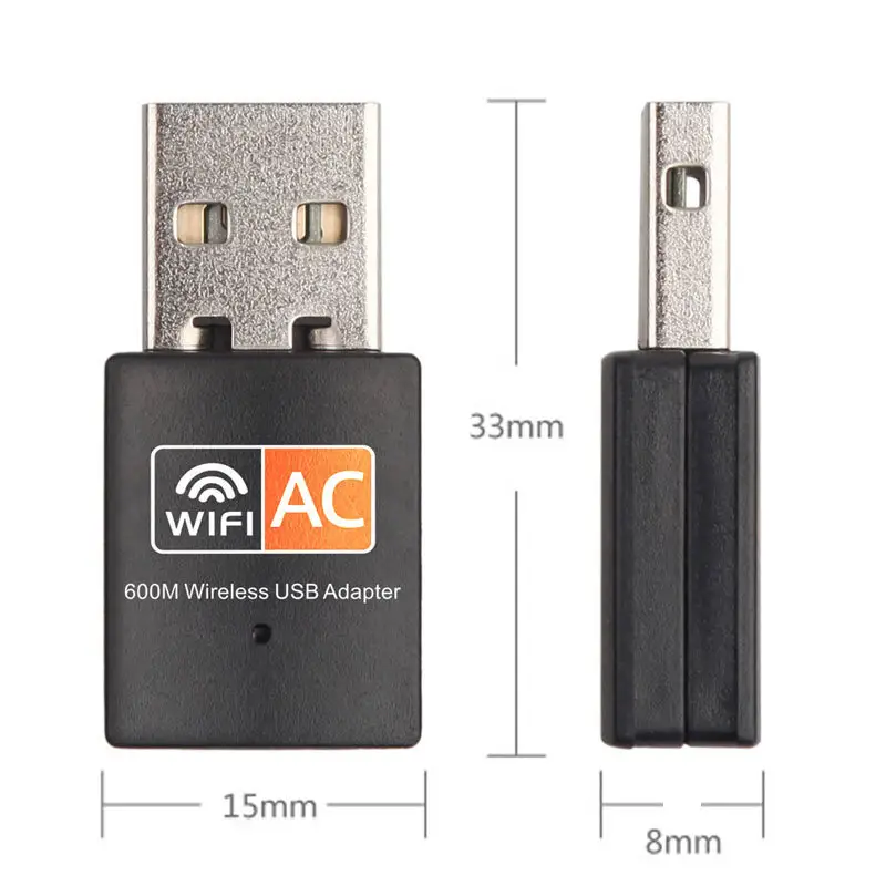 ワイヤレスUSBアダプター2.4/5gネットワークカードwiifドングル600mpbs USB 2.0ワイヤレスドングルネットワーク