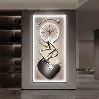 Cadre en aluminium de haute qualité abstrait lumières LED toile photo luxe cristal porcelaine photo diamant horloge mur Art peinture