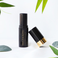 Conteneur vide pour rouge à lèvres brillant à lèvres rond en plastique noir or de 10 g pour l'emballage cosmétique