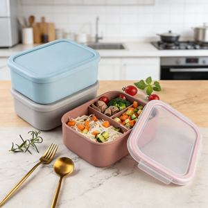 กล่องอาหารกลางวันเด็กปลอดสาร BPA รูปทรงสี่เหลี่ยมผืนผ้า กล่องเก็บอาหารแบบเบนโตะ - Product Image 6