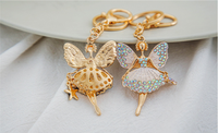 Porte-clés en gros avec strass, ballerine en cristal, danseuse de ballet, breloque de sac mignonne, pendentif en métal pour filles