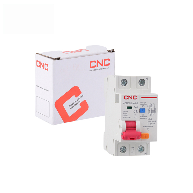 CNC YCB6 Series 6-125A 230V-400V ELCB/RCBO Earth Leakge Circuit Breakers 1P 1P+N 2P 3P 3P+N 4P Types