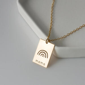 Collier pendentif rectangulaire personnalisé en acier inoxydable – Nom, date, texte, citations et mots significatifs gravés – Cadeau de bijoux - Product Image 3