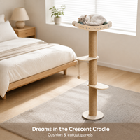 Arbre à chat multi-niveaux du sol au plafond, tour à chat multifonctionnelle de luxe en bois massif, en stock, livraison rapide