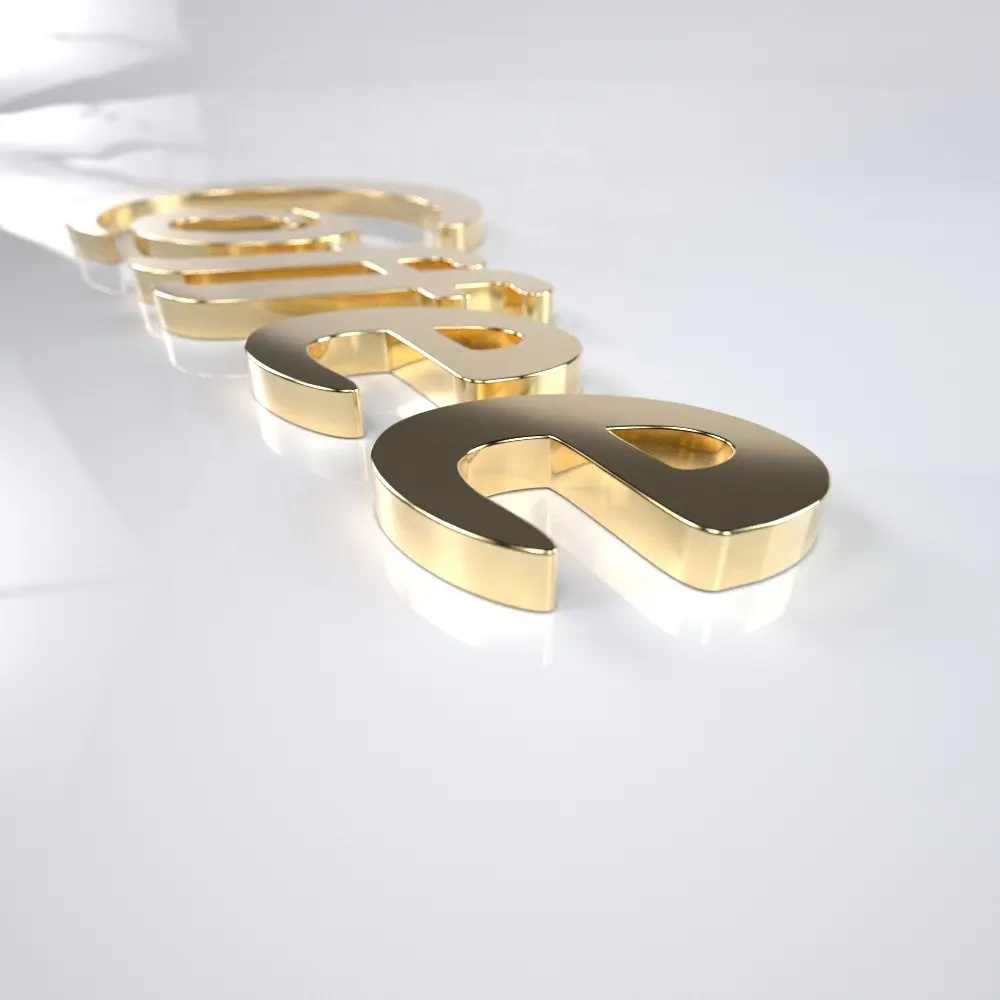 Lettera in metallo acciaio inossidabile logo in oro parete in ottone lettera ufficio decorazioni per la casa nome logo affari all'ingrosso segno di metallo personalizzato
