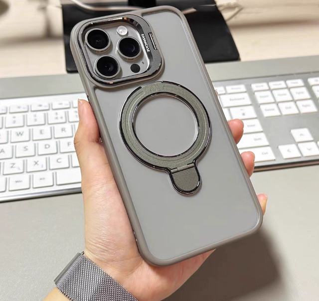 Easoncase Flip Camera Luxury Phone case with Kickstand Holder for iPhone 17 Pro Max 2.5mm Clear Magnetic Shockproof Back Cover