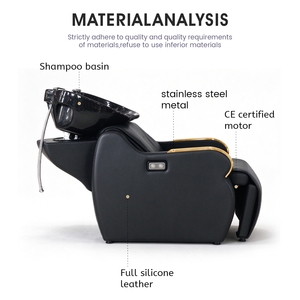 Chaise de lavage professionnelle de style moderne pour salon de coiffure avec bac en céramique et repose-pieds réglable – Bac et chaise de lavage pour barbier - Product Image 3