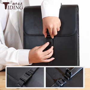 Tiding Business Genuine Leather <b>Backpack</b> 14-Inch Laptop Bag Double Shoulder Men's <b>Lightweight</b> Commuter Travel Bag - Product Image 1