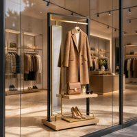 Présentoir Commercial de Luxe Kainice pour Vêtements, Porte-Manteau Suspendu avec Miroir et Étagère de Rangement pour Showroom de Créateurs