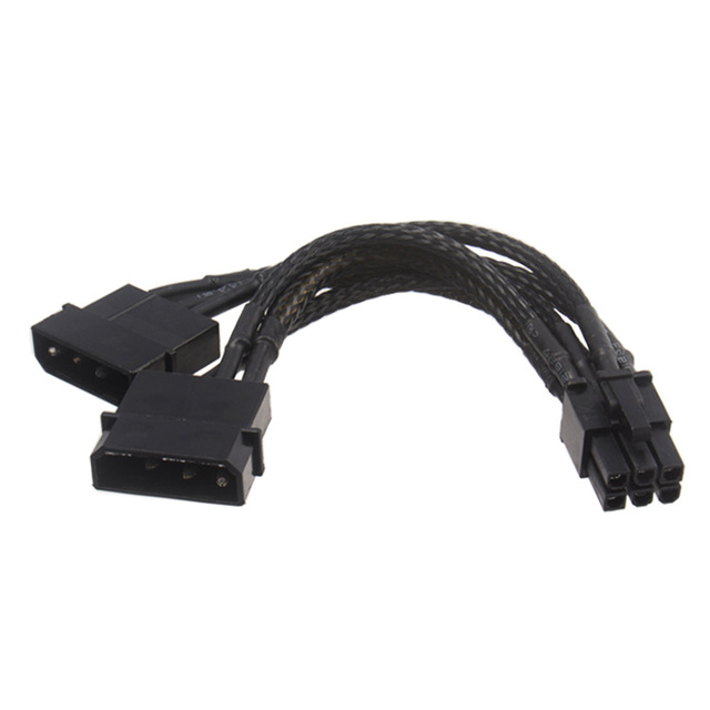 Dual Molex 4-pin to 6-pin PCI Express (PCI-e) Power Adapter Cable for Video Card LP4 Y-Cable 4PIN to 6pin