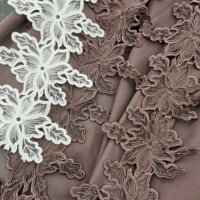 Personnalisation : Dentelle brodée découpée au laser, filet blanc, 100% polyester, soluble à l'eau, pour robe de Dubaï