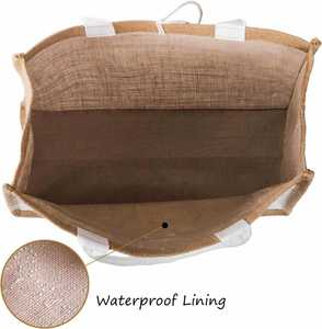 Bolsa de Yute Reutilizable de Lino Natural para Compras o Playa, con Logotipo Personalizado Impreso, Venta al Por Mayor - Product Image 4