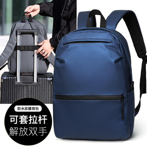 Men's <b>Backpack</b> <b>Large</b> Capacity 14 Inch Laptop Bag Business Commuter Travel Outdoor Solid Color Black Gray Blue - Product Image 2
