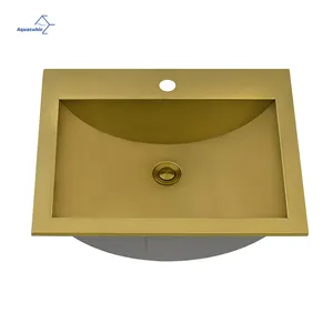 豪华深浴室柜顶部安装洗水槽SUS304不锈钢单碗盆水槽